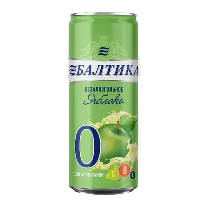 Пивной напиток безалкогольный пастеризованный со вкусом яблока Балтика №0 330мл