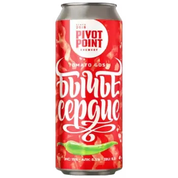 Пивной напиток Pivot Point Brewery Бычье Сердце нефильтрованный 0,45 л ж/б
