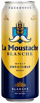 Пиво La Moustache Blanche светлое пастер.нефильтр.ж/б