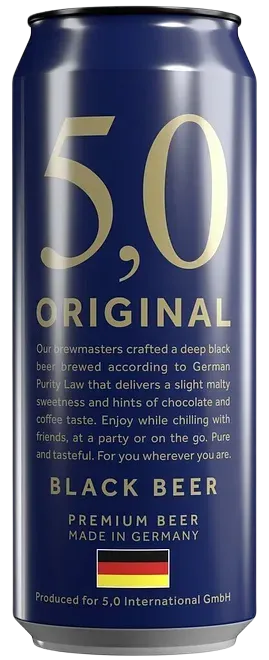 Пиво 5,0 Original Black Beer темное 5% 0,5л