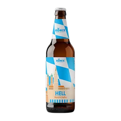 Пиво Konix Munich Helles светлое нефильтрованное пастеризованное 4.7% 450мл