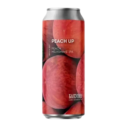 Пивной напиток Бакунин Peach up Milkshake IPA нефильтрованный непастеризованный 6.5% 450мл