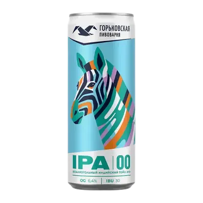 Светлое пиво нефильтрованное безалкогольное Горьковская Пивоварня Ipa 00 0.5% 330мл