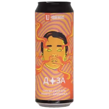 Пивной напиток 4brewers Доза манго-клубника светлое 0,45 л ж/б