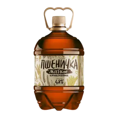 Пиво Пшеничка 4.8% светлое мягкое нефильтрованное пастеризованное пшеничное 1.5л