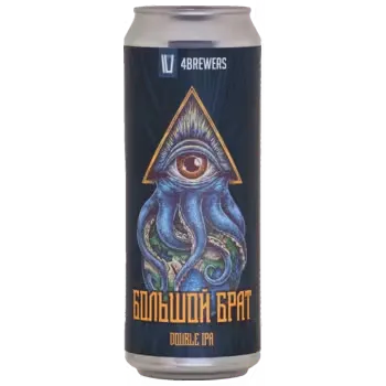 Пиво 4brewers Большой Брат нефильтрованное светлое 0,45 л ж/б