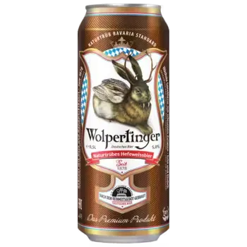 Пивной напиток Wolpertinger Naturtrubes Hefeweissbier светлое 0,5 л ж/б